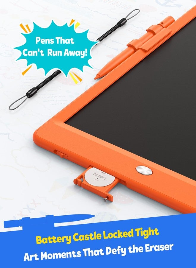 TEKFUN Toys for Girls Boys 10IN LCD Writing Tablet, Magic Doodle Board with Anti-Lost Stylus, Mess Free Coloring for Toddlers Drawing Pad, Toddler Travel Car Plane Trip Toys Gifts (Orange) - Image 5